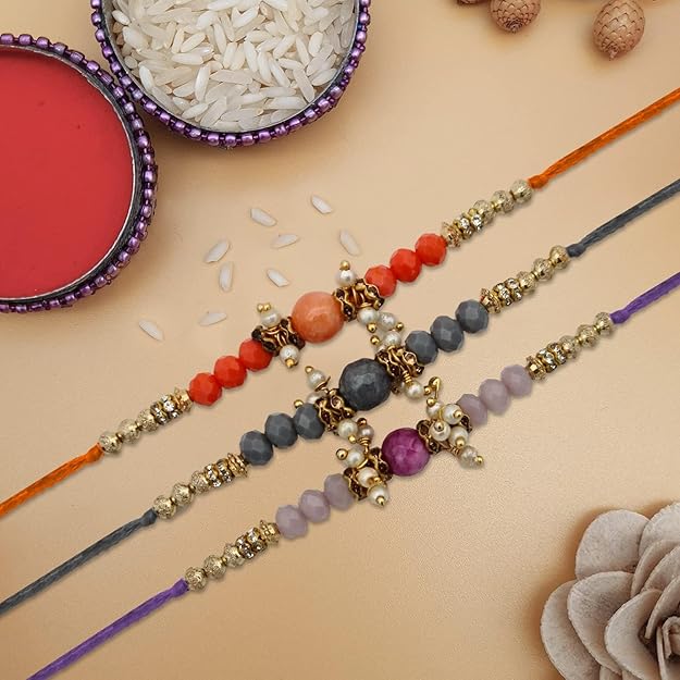 Pearl and Glass Beads Dora Rakhi