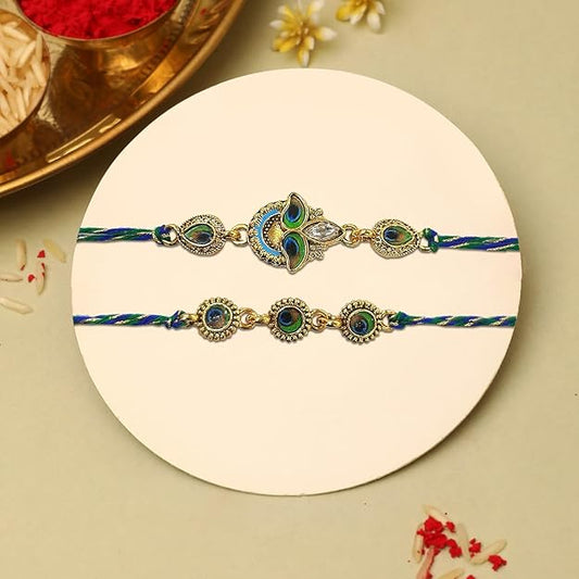 Peacock Feather Motif Rakhi