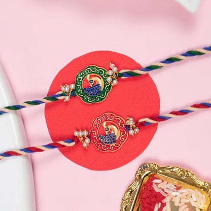 Peacocks Meenakari Rakhi