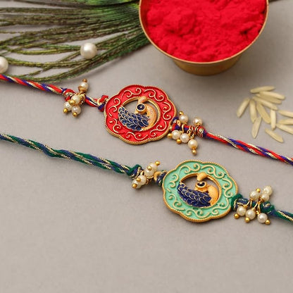 Peacocks Meenakari Rakhi