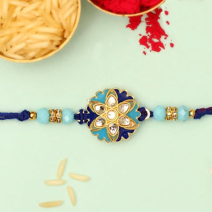 Meenakari Kundan Flower Rakhi