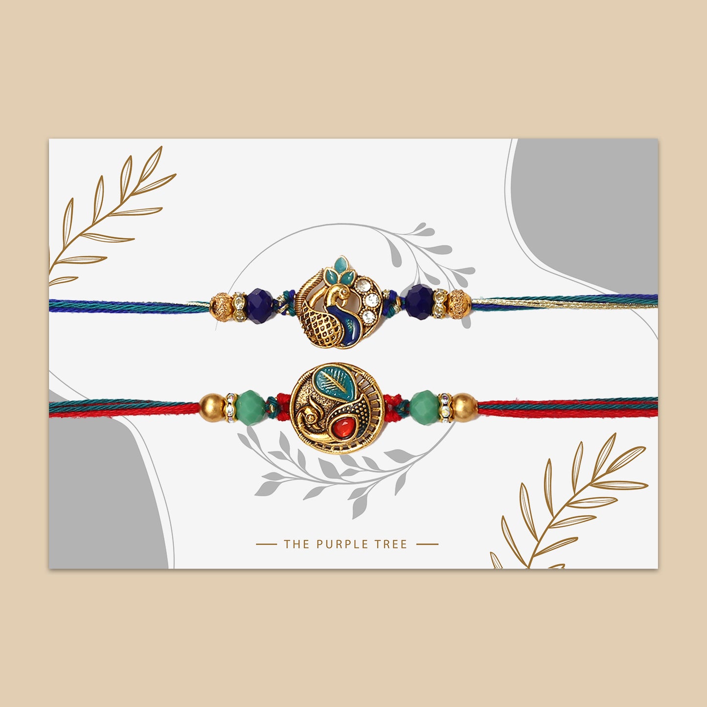 Golden Peacok Kundan Rakhi