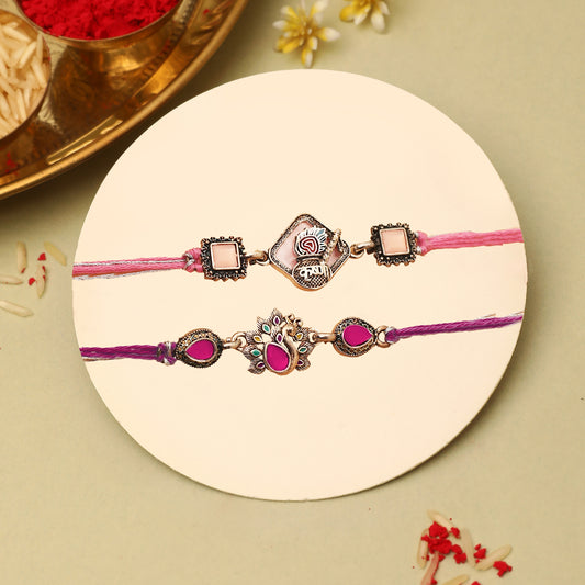 Purple and Pink Krishna Peacock Rakhi