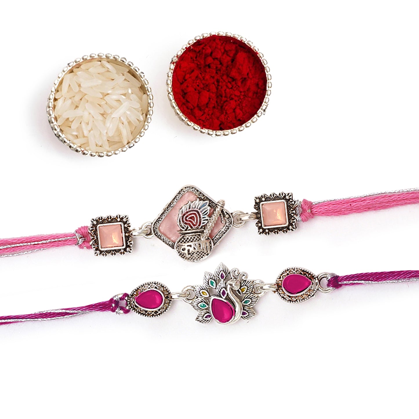 Purple and Pink Krishna Peacock Rakhi