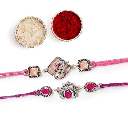 Purple and Pink Krishna Peacock Rakhi