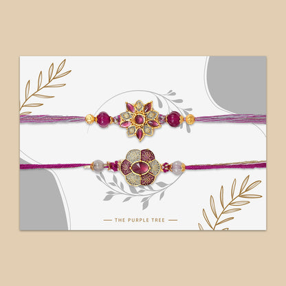 Purple Floral Kundan Rakhi