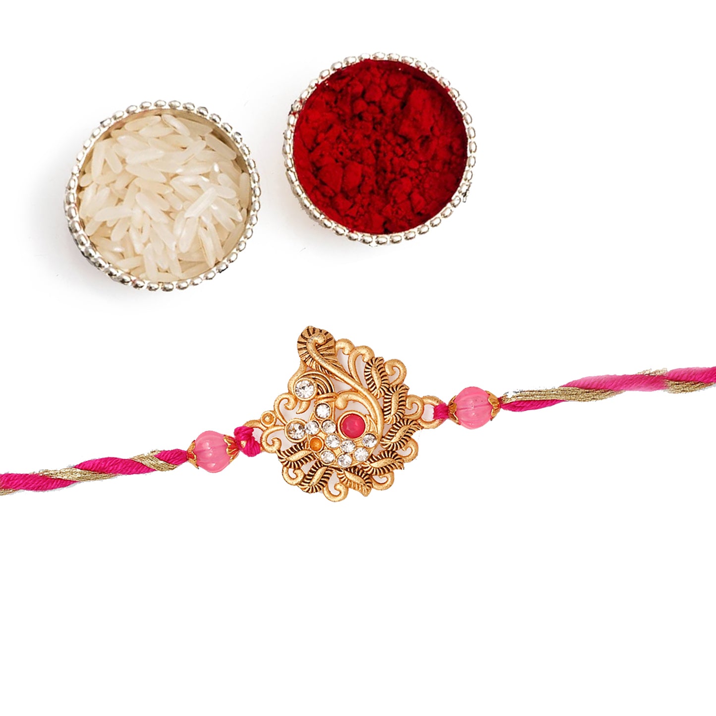 Designer Golden Peacock Rakhi