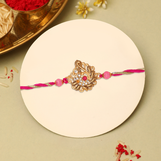 Designer Golden Peacock Rakhi