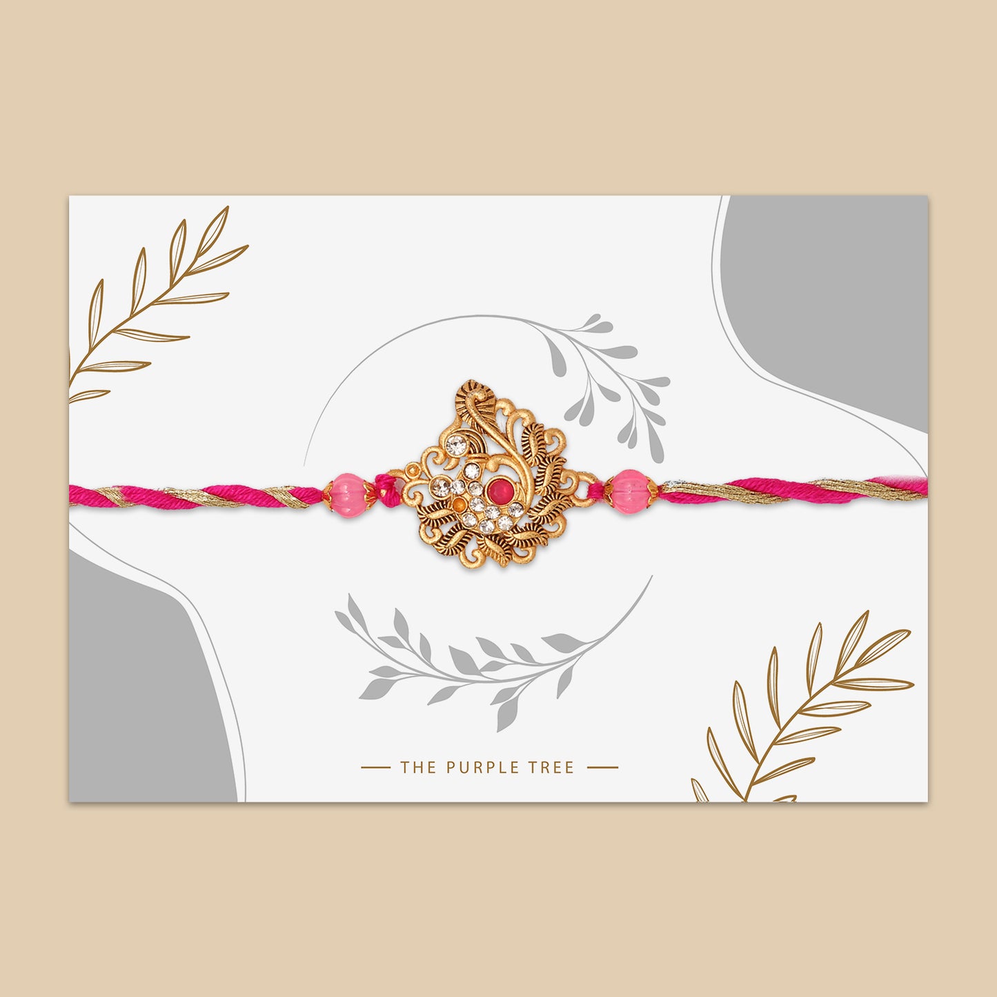 Designer Golden Peacock Rakhi