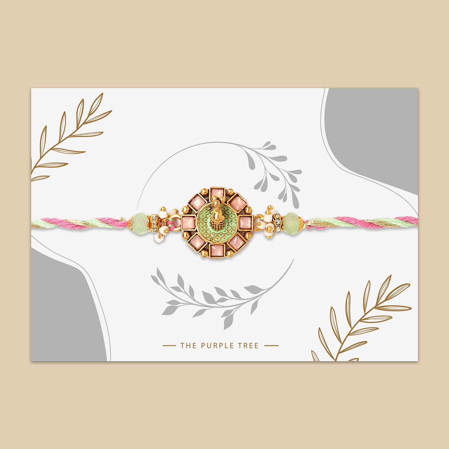 3D Gold Peacock Kundan Rakhi