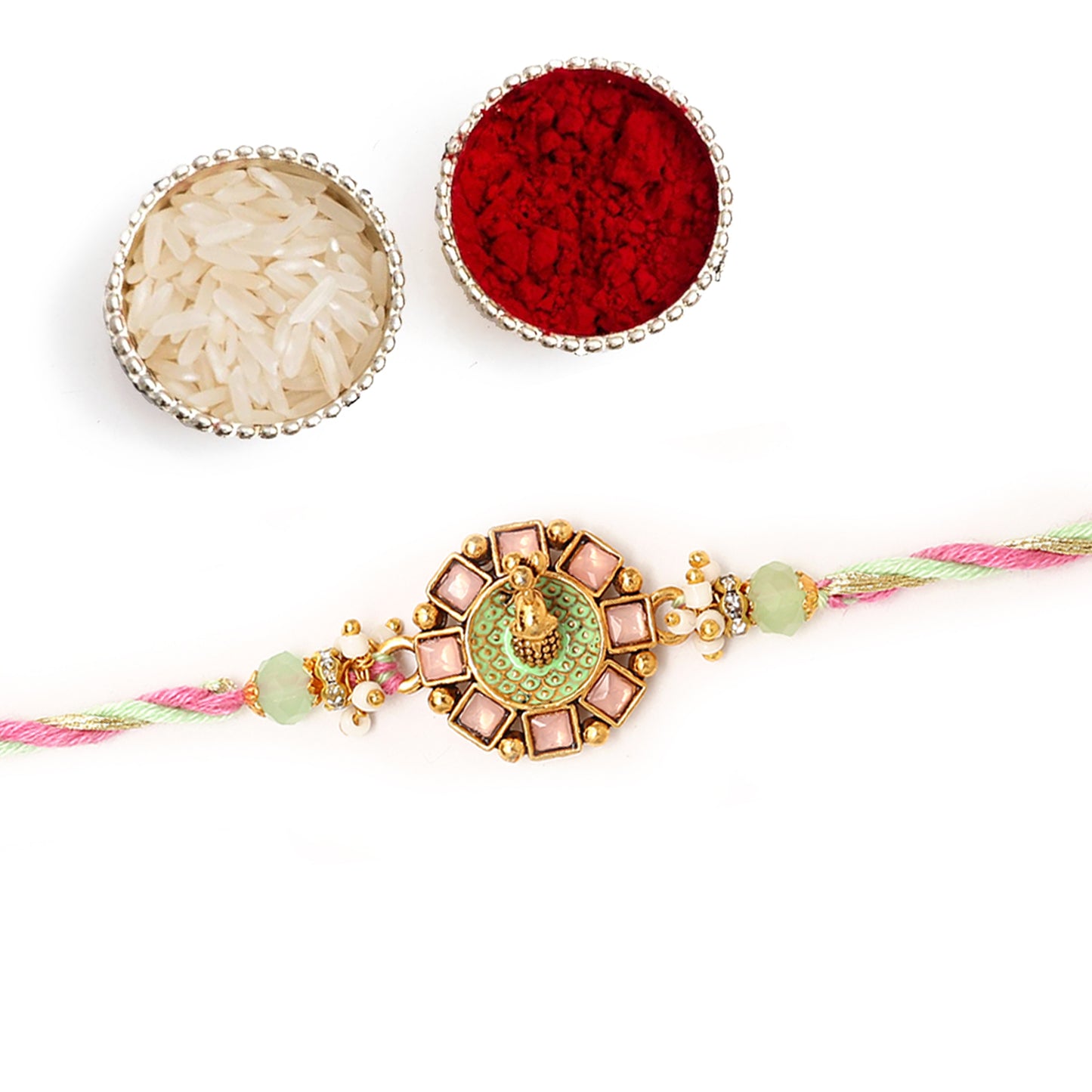 3D Gold Peacock Kundan Rakhi