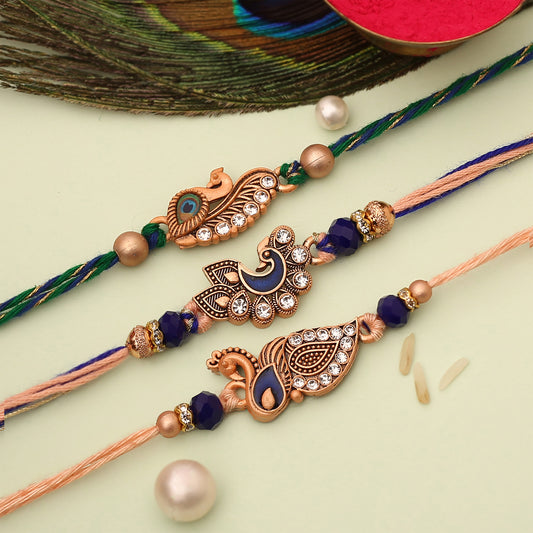 Rose Gold Peacock Rakhi