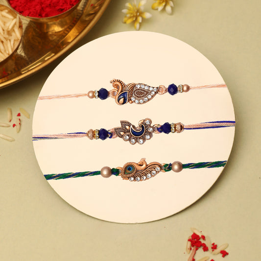 Rose Gold Peacock Rakhi
