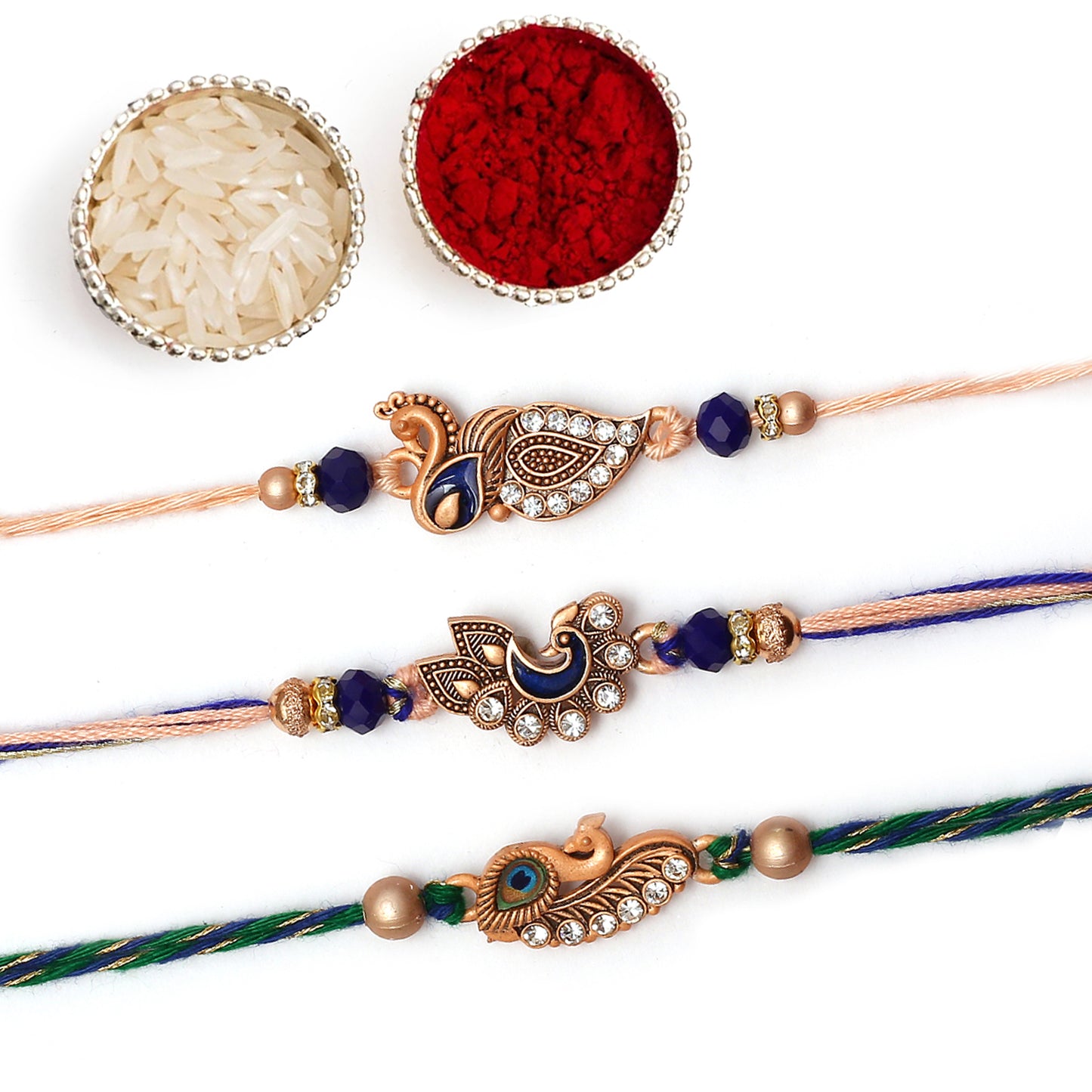 Rose Gold Peacock Rakhi