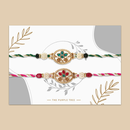 Marble Floral Kundan Rakhi