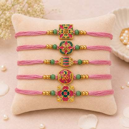 Floral Meenakari Rakhi (Set of 5)