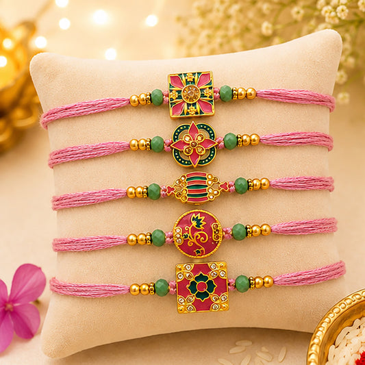 Floral Meenakari Rakhi (Set of 5)