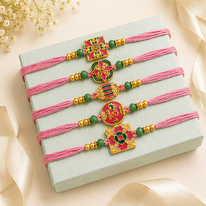 Floral Meenakari Rakhi (Set of 5)