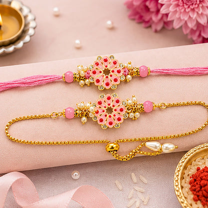 Pink Flower Meenakari Rakhi