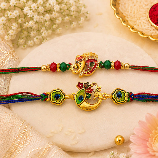 Designer Enamel Ganesha Rakhi