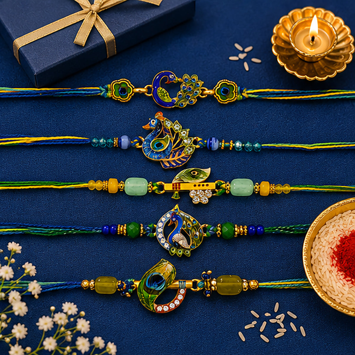 Premium Peacock Meenakari Designer Rakhis