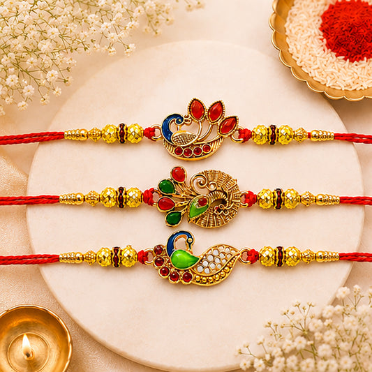 Stone Studded Premium Peacock Designer Rakhis