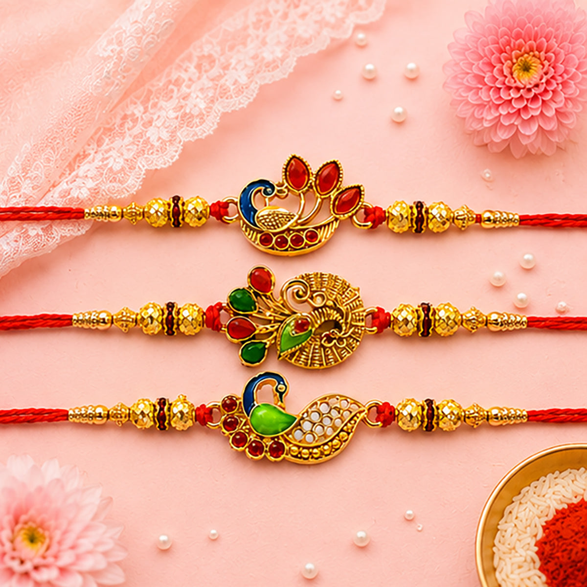 Stone Studded Premium Peacock Designer Rakhis