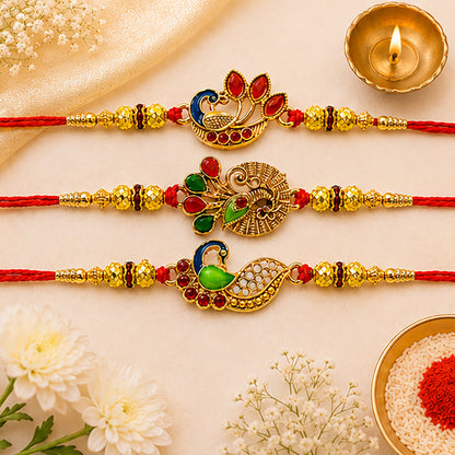 Stone Studded Premium Peacock Designer Rakhis