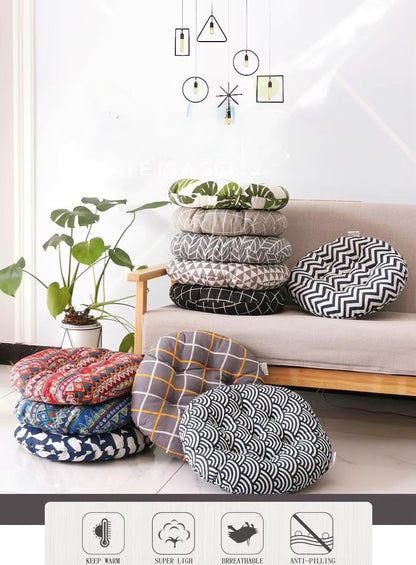 LadyBugs and Flowers Printed Round Chair Cushion