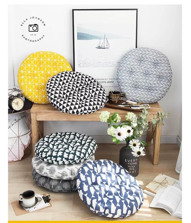 LadyBugs and Flowers Printed Round Chair Cushion