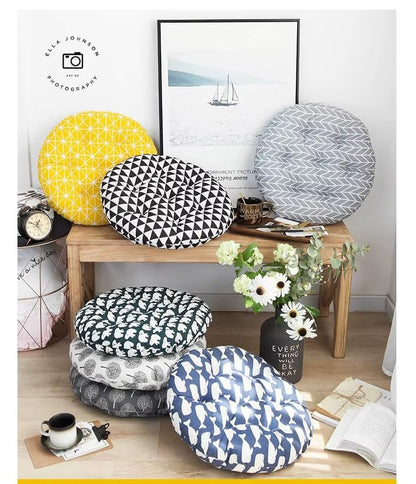 LadyBugs and Flowers Printed Round Chair Cushion