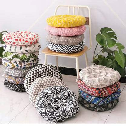 LadyBugs and Flowers Printed Round Chair Cushion