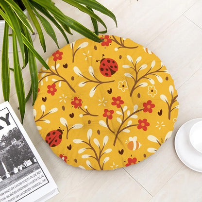 LadyBugs and Flowers Printed Round Chair Cushion