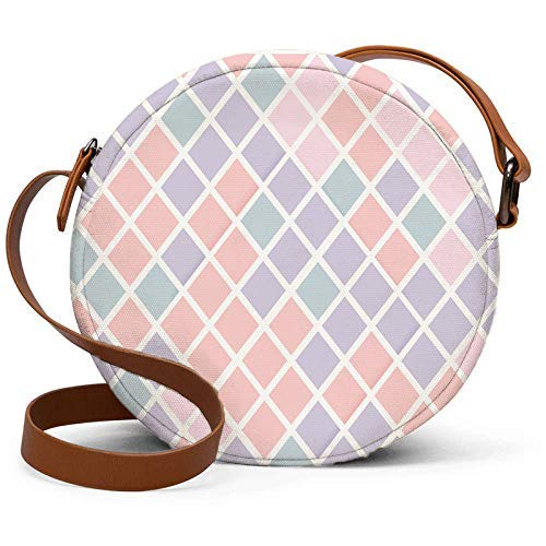 Round sling bag with diamond prints in pastel color