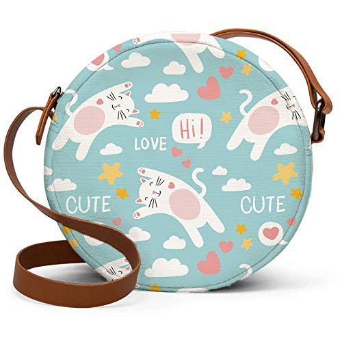 Round sling bag with cute cat prints