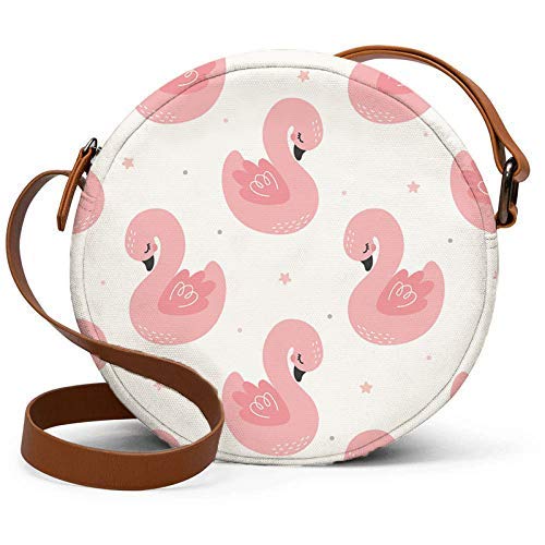 Round sling bag with cute pink duck prints
