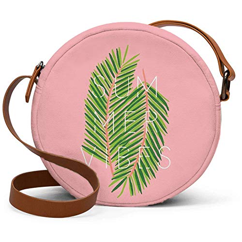 Round sling bag summer vibes print in pink