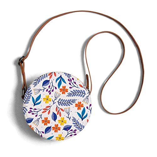 Round sling bag multicolor floral print on white overview