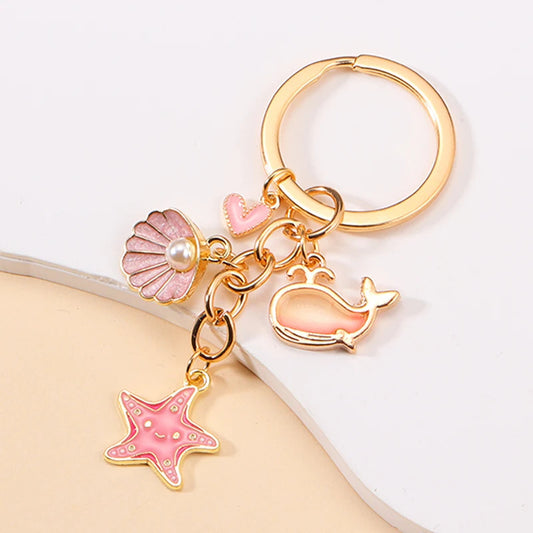 Pink Dolphin Ocean Bag Charm Keychain
