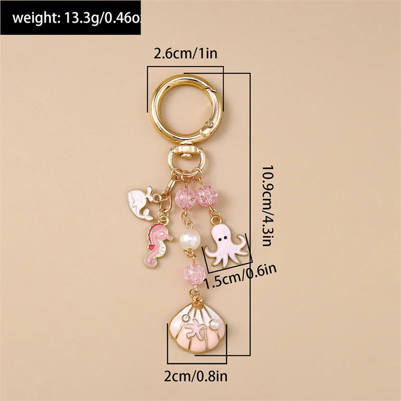 Pink Sea Treasures Bag Charm Keychain