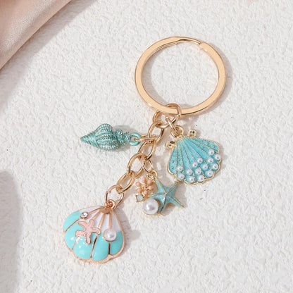 Aqua Seashell Bag Charm Keychain