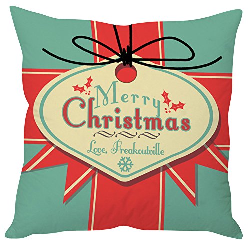 A festive cushion cover designed to resemble a Christmas gift box, perfect for holiday home decor.