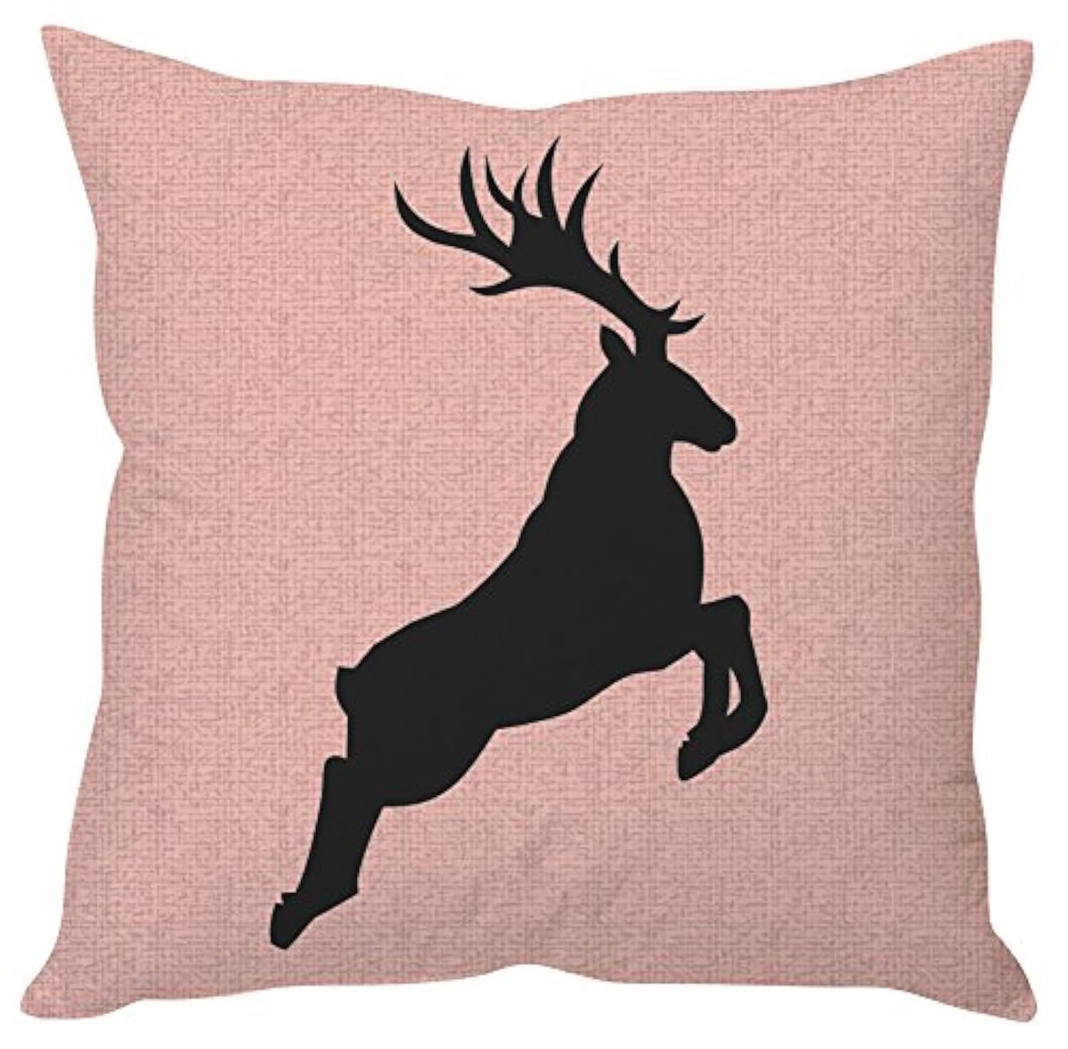 A stylish black and pink cushion featuring a striking deer silhouette design. Perfect for adding a touch of elegance!

