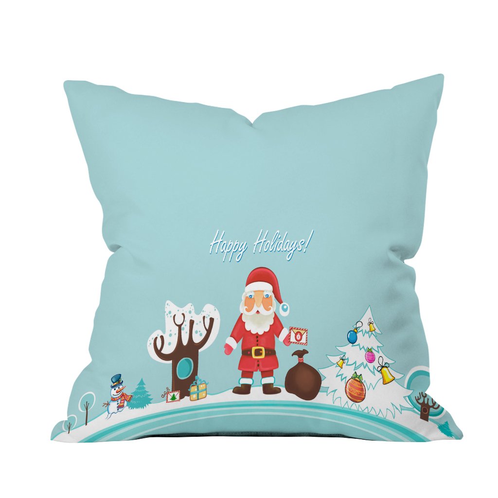 Santa Claus throw pillow featuring a festive design, perfect for holiday decor and adding a cheerful touch to any room.

