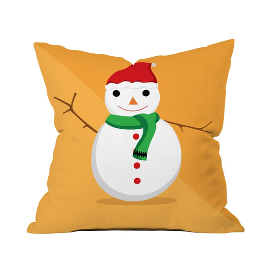  A cozy snowman pillow wearing a bright red hat and scarf, perfect for winter decor and holiday cheer.