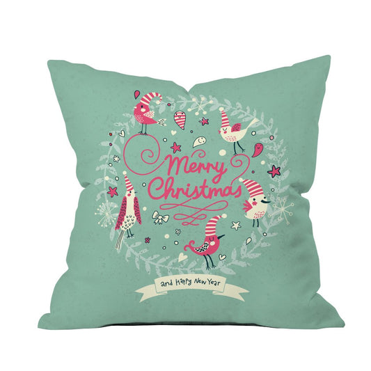 A cozy throw pillow with a festive "Merry Christmas" design, perfect for adding holiday cheer to any room.
