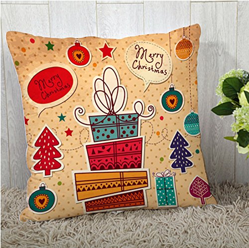 A festive Christmas cushion cover featuring vibrant holiday designs and colors, perfect for seasonal home decor.
