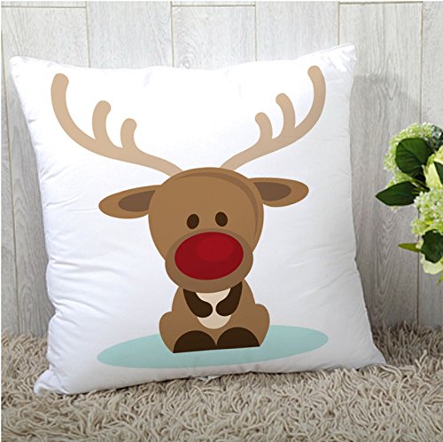 A cozy cushion featuring a charming reindeer design, perfect for adding a festive touch to any space.
