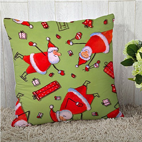 A cozy pillow featuring Santa Claus surrounded by colorful presents, perfect for holiday decor.