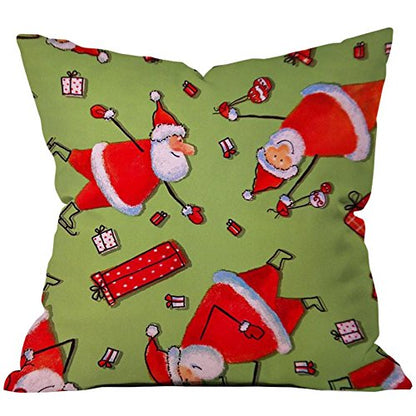 A cheerful pillow adorned with Santa Claus and wrapped presents, ideal for spreading holiday spirit.